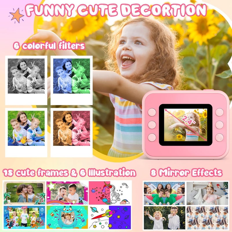 Gofunly Kids Camera Instant Print, Kids Camera 1080P HD Video Digital Camera, Christmas Birthday Gifts for Girls and Boys, Toddler Toy for 3-12 Years Old - Image 4